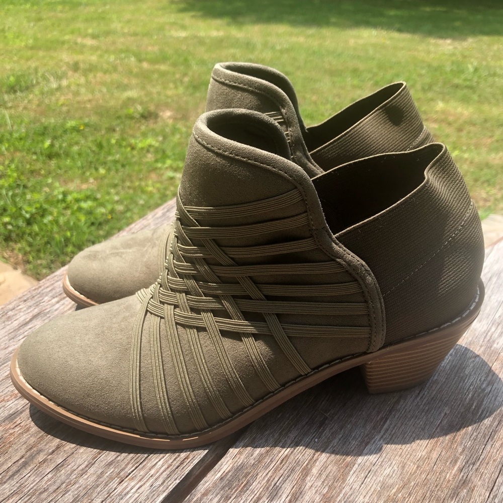 olive green ankle booties